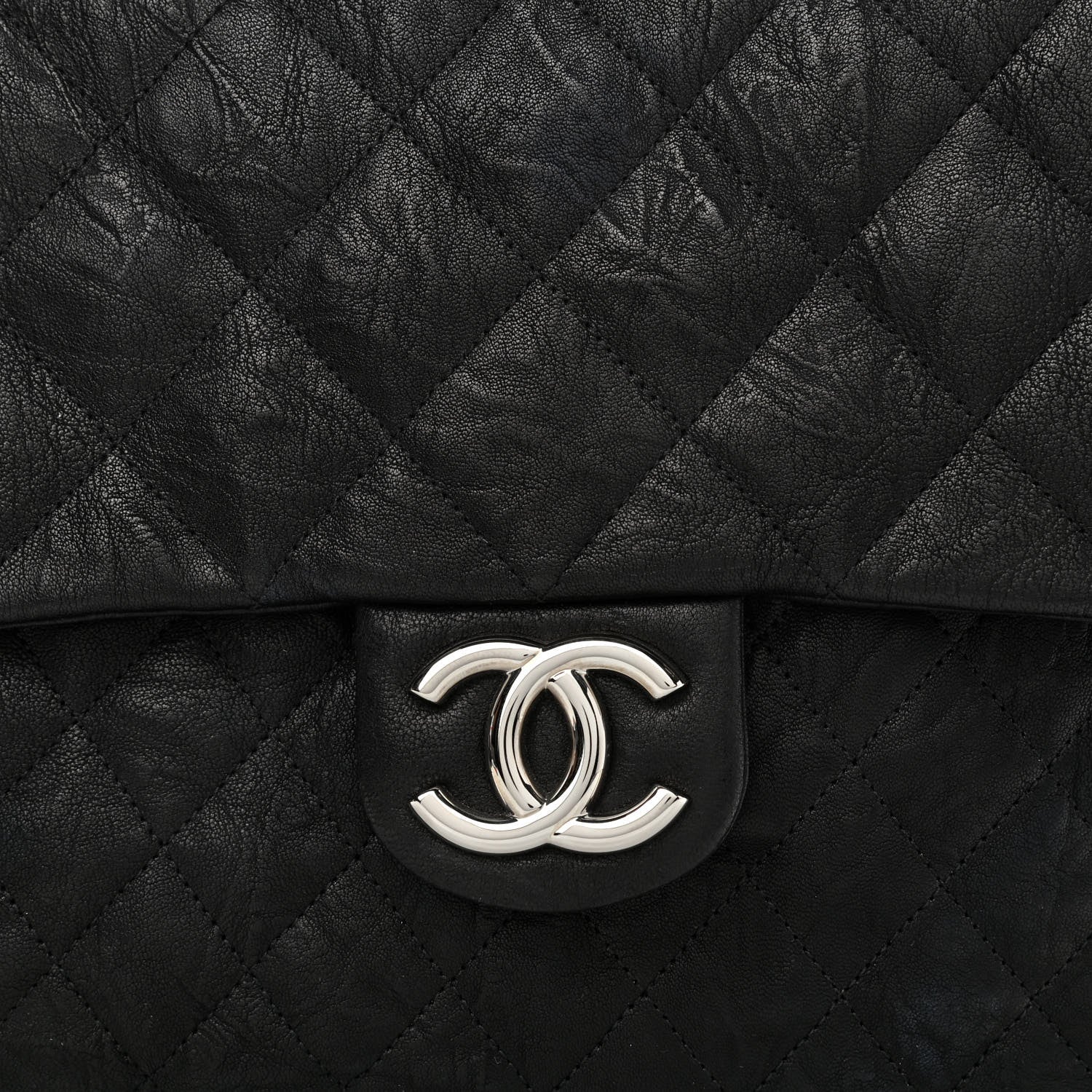 Chanel Washed Lambskin Quilted Maxi Chain Around Flap Black 8 of 10