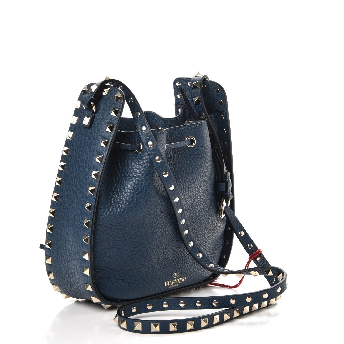 Alce Printed Calfskin Rockstud Bucket Bag Peacock