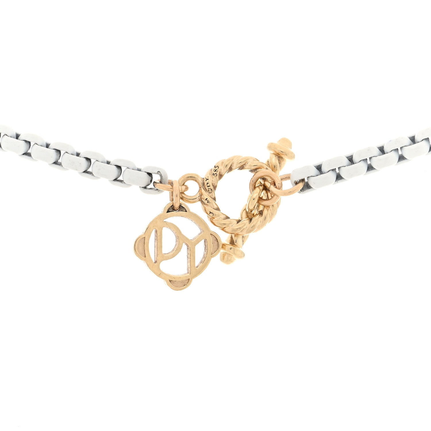David Yurman Stainless Steel 14K Yellow Gold Acrylic Bel Aire Chain Necklace 18"  White 4 of 4