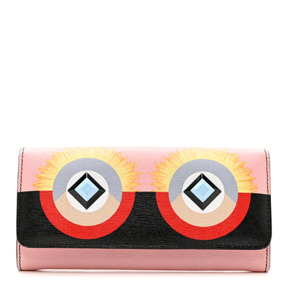 Fendi Vitello Elite Century Hypnoteyes Studded Continental Wallet Bubblegum Multicolor 1 of 8
