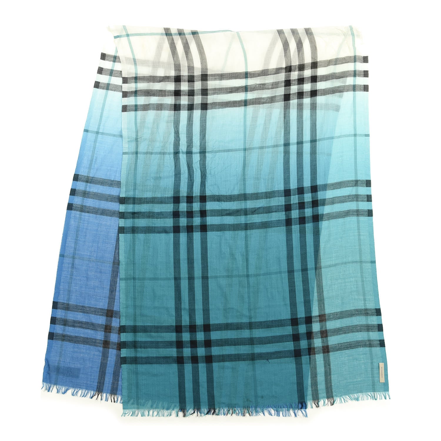 Burberry Wool Silk Gauze Ombre Giant Check Scarf Blue 2 of 6