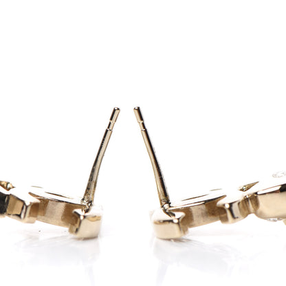 Chanel Crystal Pearl Charming Winter CC Star Heart Earrings Gold 3 of 5