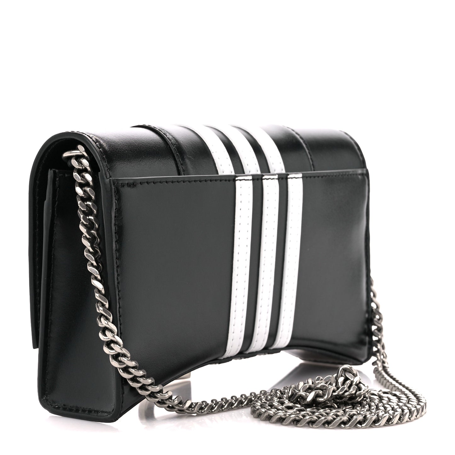X ADIDAS Box Calfskin Hourglass Chain Bag Black