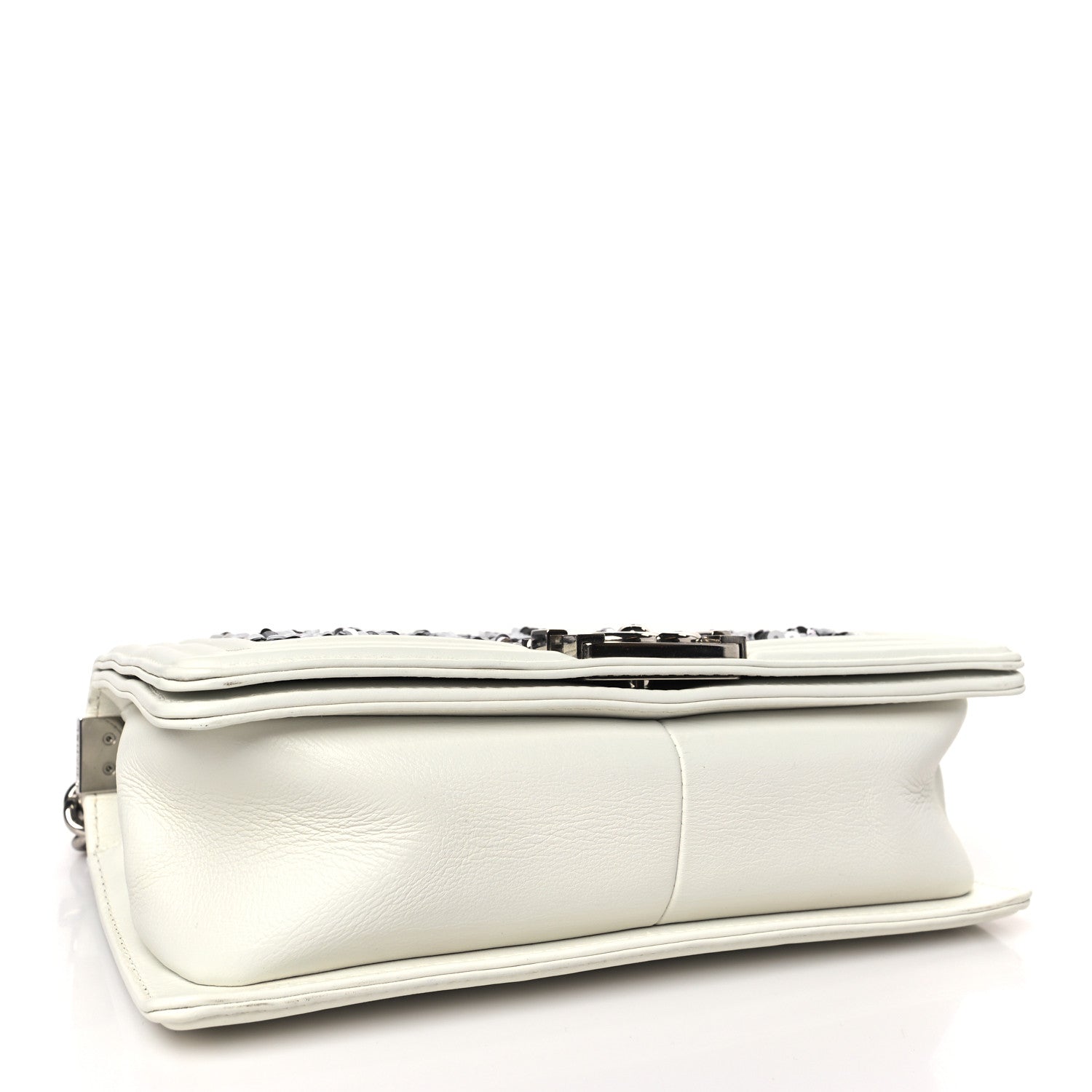 Chanel Calfskin Sequin Medium Boy Chanel Flap White 4 of 13