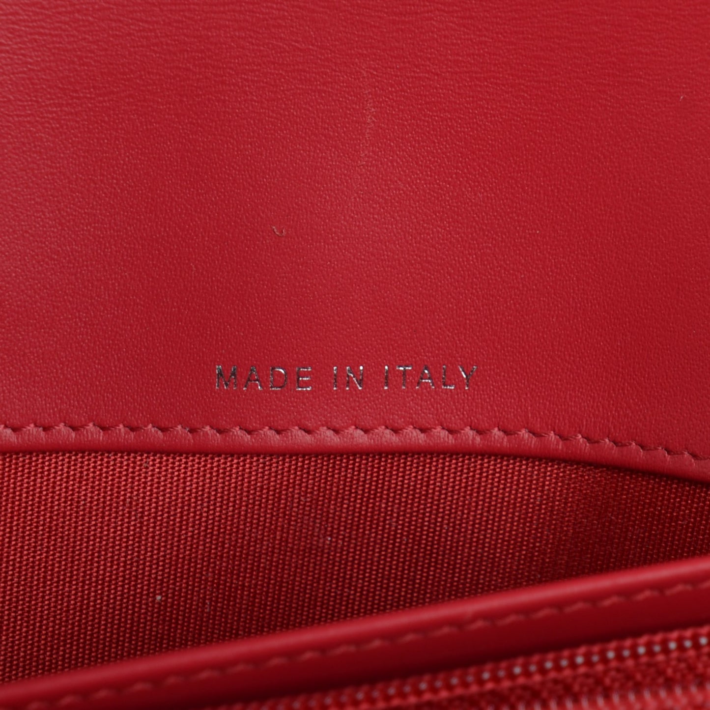 Patent Calfskin Quilted Boy Wallet on Removable Chain Red