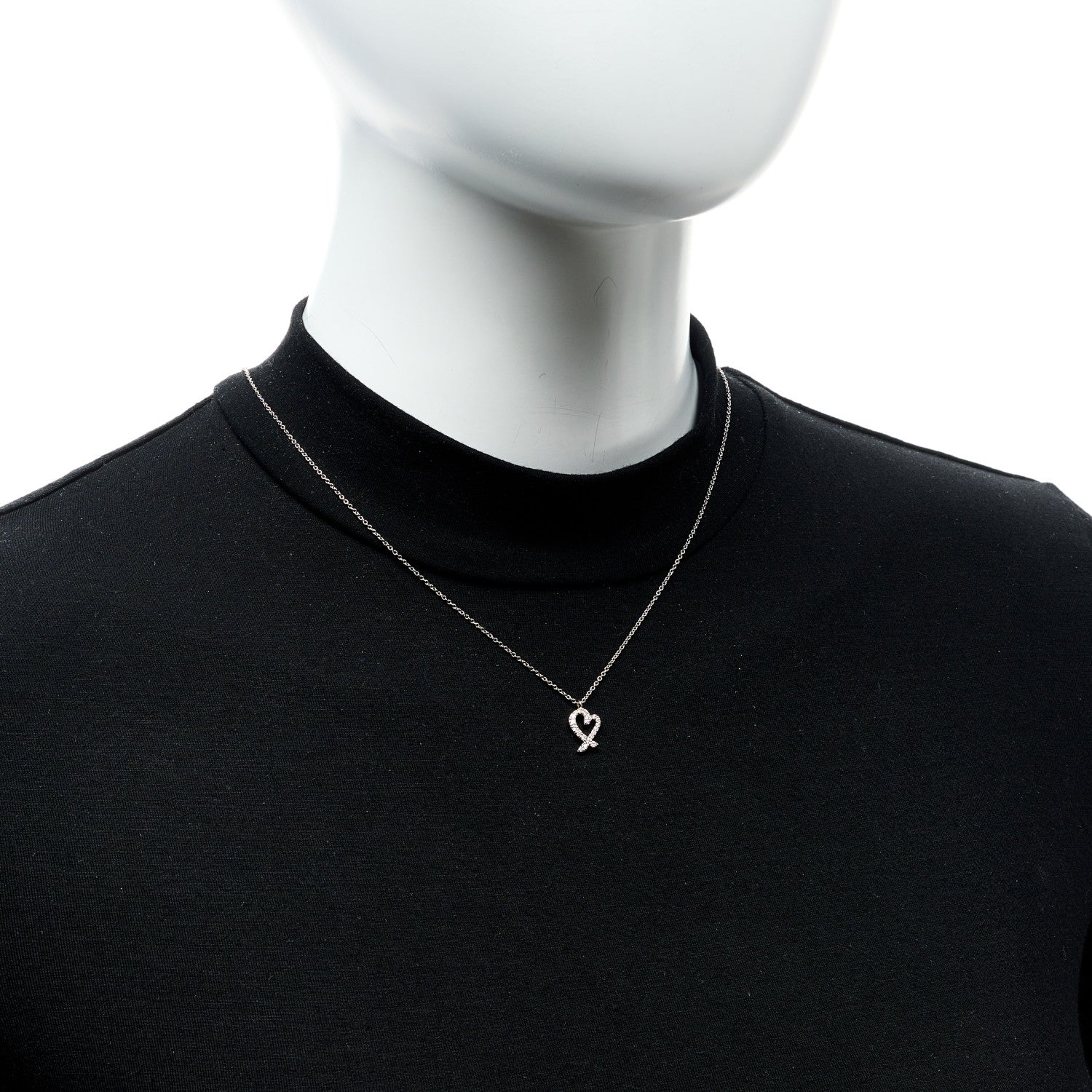 Tiffany 18K White Gold Diamond Mini Paloma Picasso Loving Heart Pendant Necklace 2 of 6