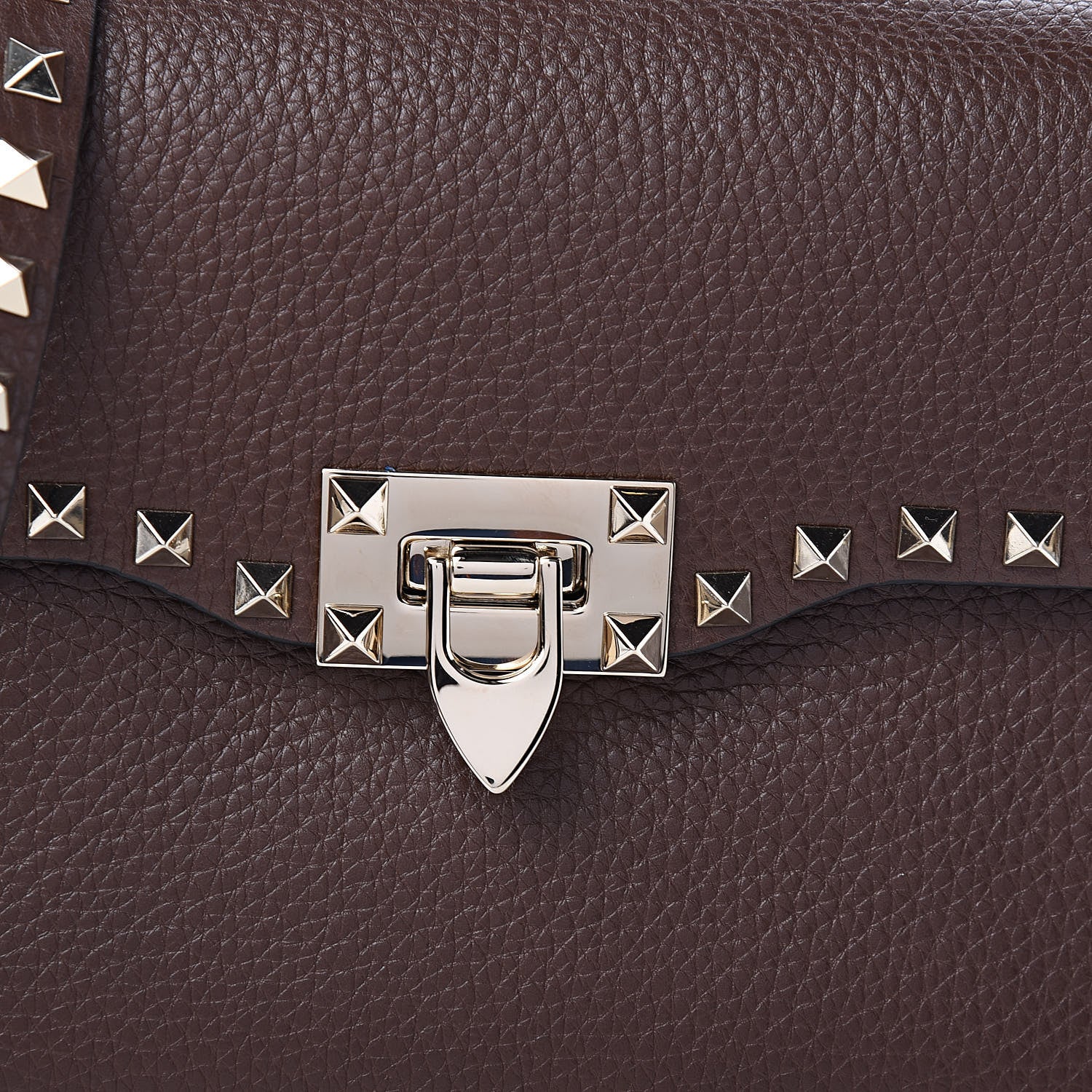 Valentino Garavani Pebbled Calfskin Medium Rockstud Flap Saddle Bag Cacao 10 of 10