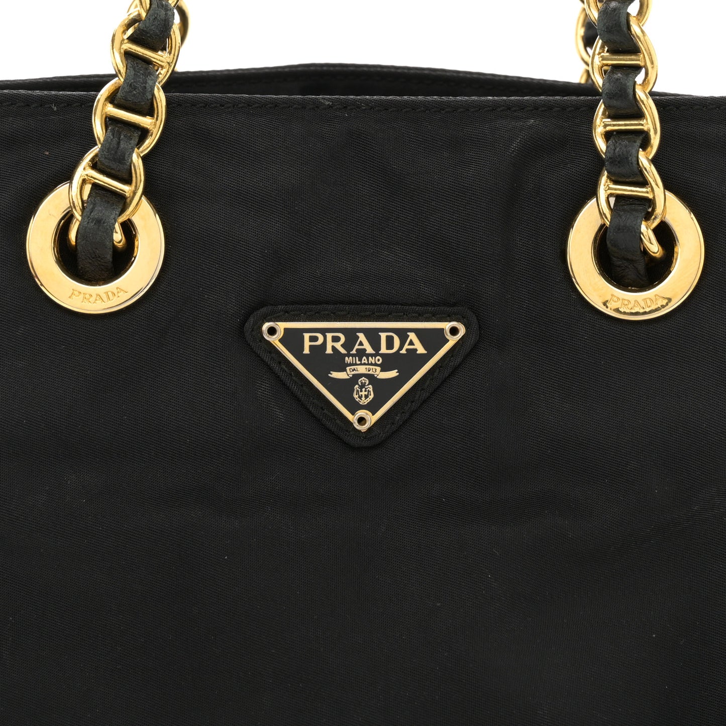 Tessuto Nylon Chain Shoulder Bag Black