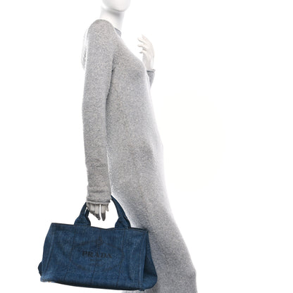 Prada Denim Logo Tote Avio 2 of 12