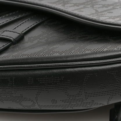 Christian Dior Calfskin Perforated Oblique Galaxy Mens Saddle Bag Black 8 of 8