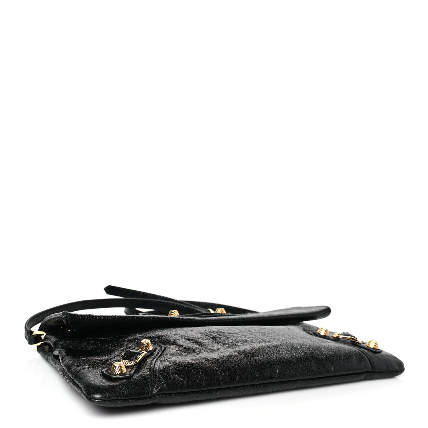 Balenciaga Agneau Giant 12 Gold Hardware Envelope Strap Clutch Black 4 of 9