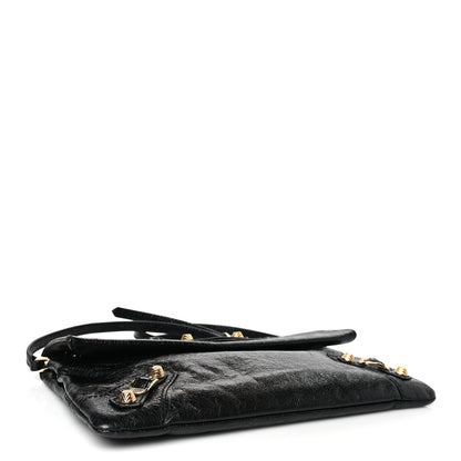 Balenciaga Agneau Giant 12 Gold Hardware Envelope Strap Clutch Black 4 of 9