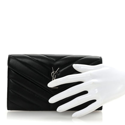 Saint Laurent Lambskin Y Quilted Monogram Large Loulou Flap Wallet Black 2 of 7