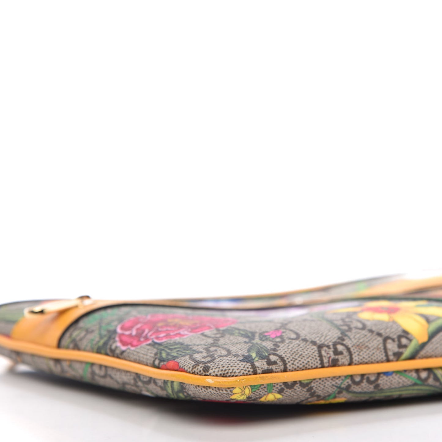 GG Supreme Monogram Flora Large Ophidia Pouch Clutch Beige Multicolor Crop