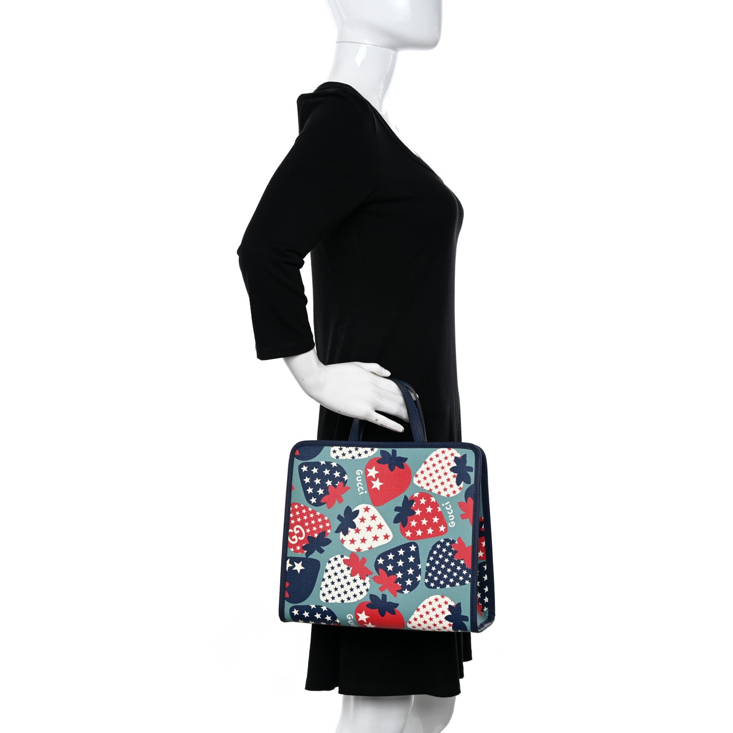 Coated Canvas Strawberry Stars Childrens Tote Red White Blue