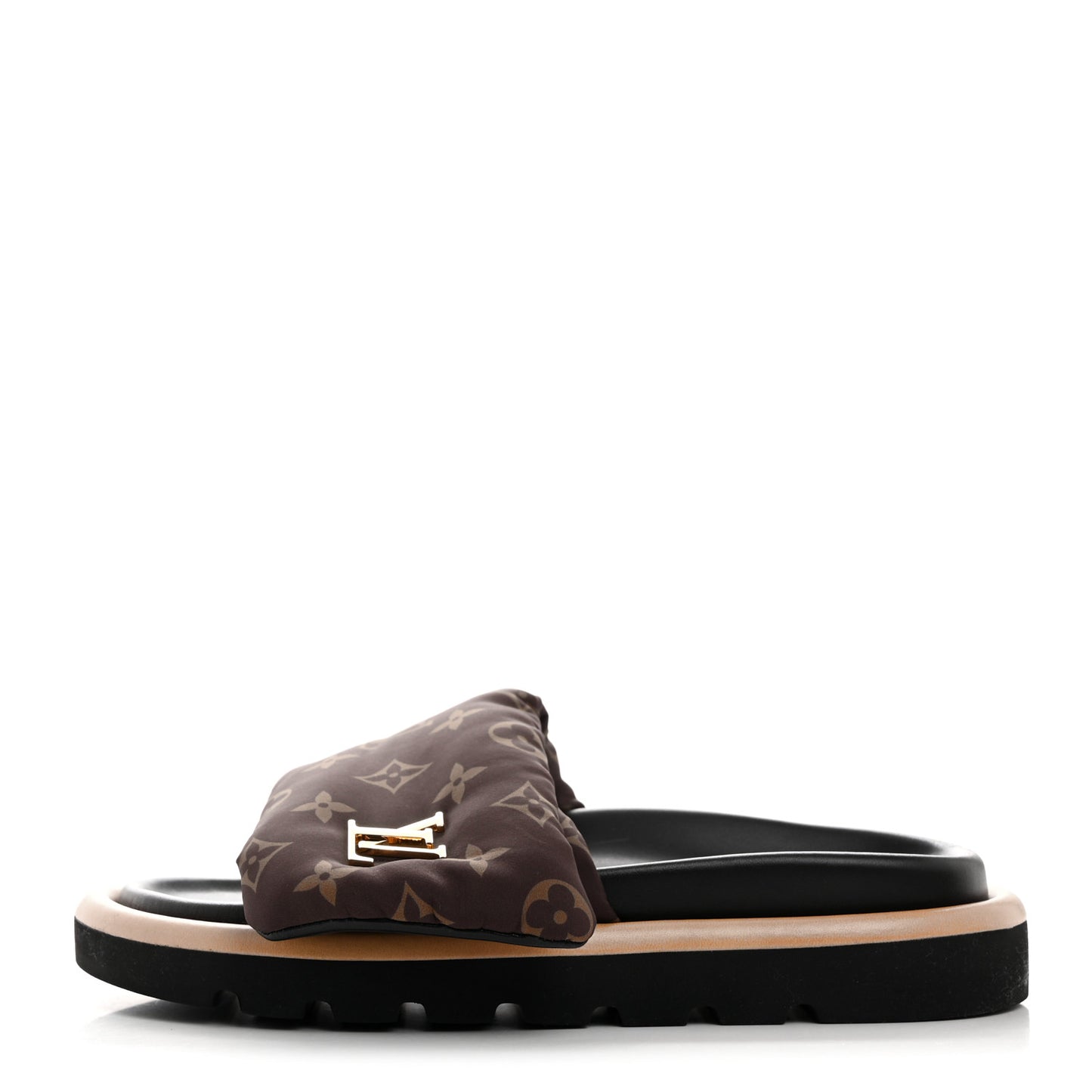 Nylon Monogram LV Pool Pillow Flat Comfort Mule Cacao Brown