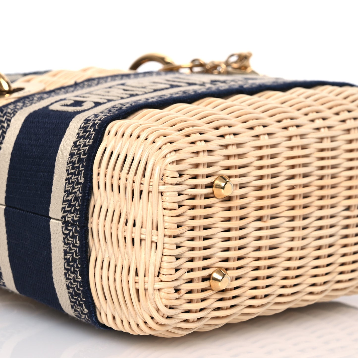Wicker Oblique Mini Lady Dior Bag Blue