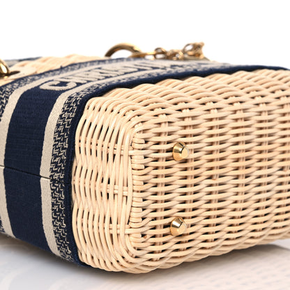 Christian Dior Wicker Oblique Mini Lady Dior Bag Blue 8 of 9