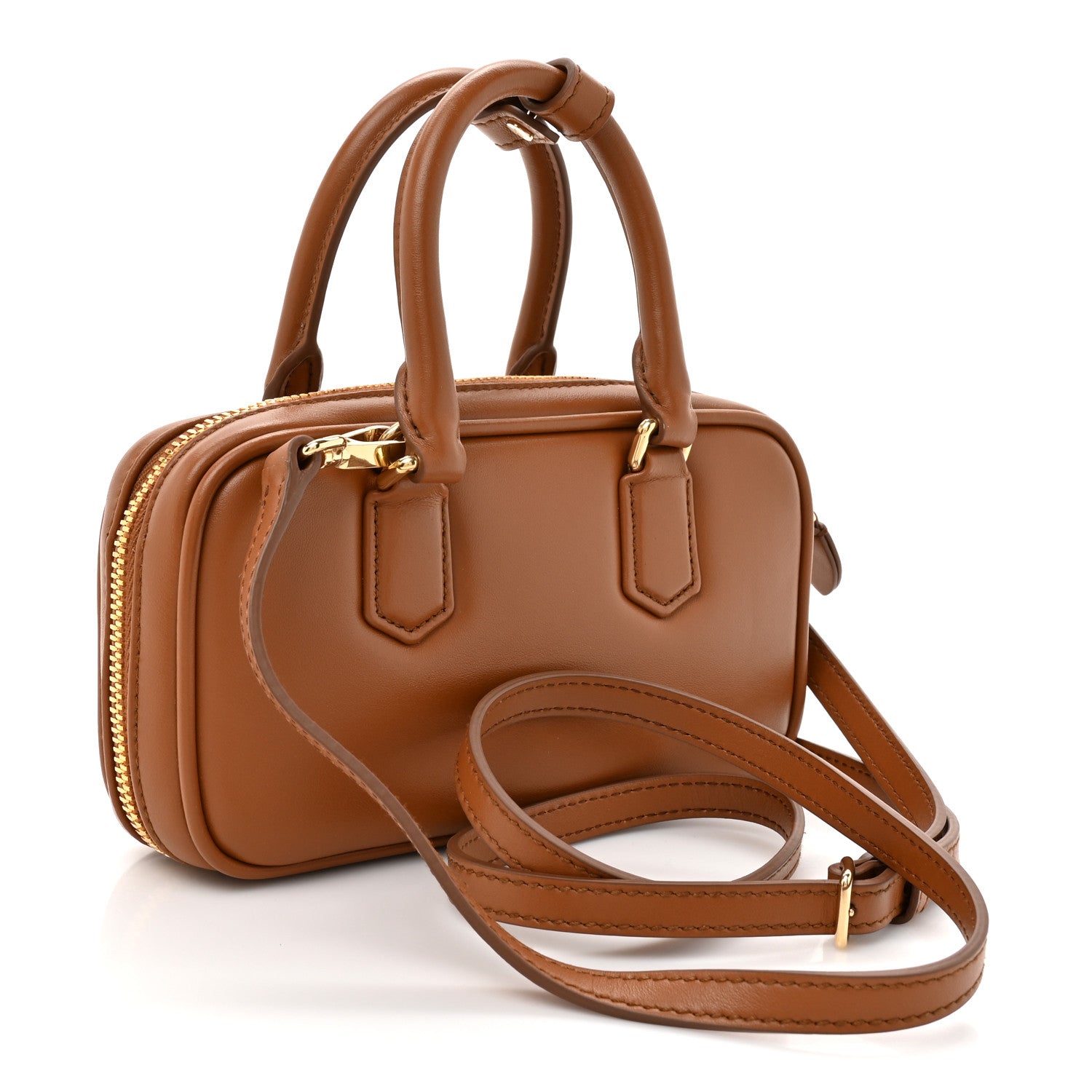 Miu Miu Calfskin Mini Arcadie Top Handle Bag Cognac 1835488