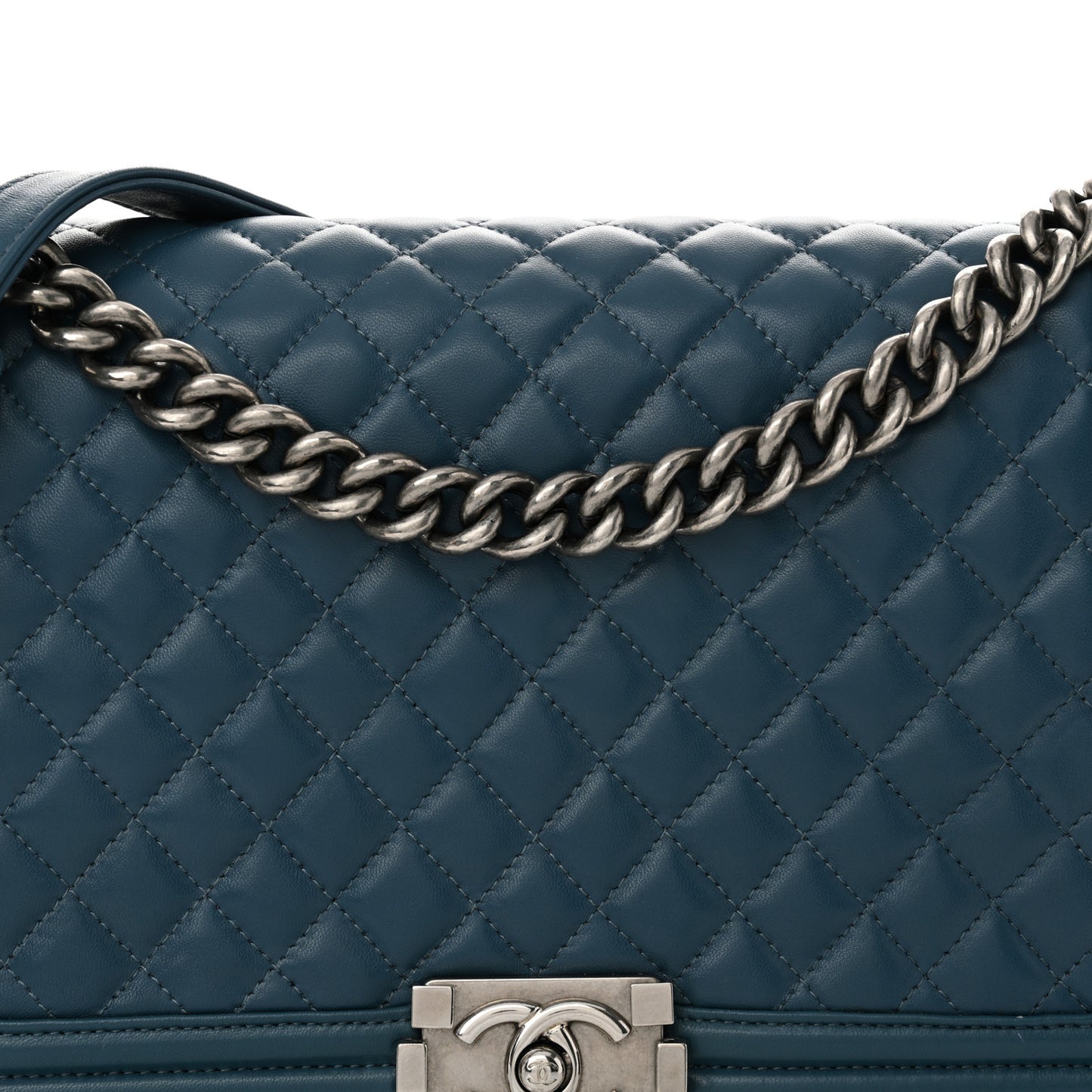 Lambskin Quilted New Medium Boy Flap Dark Blue