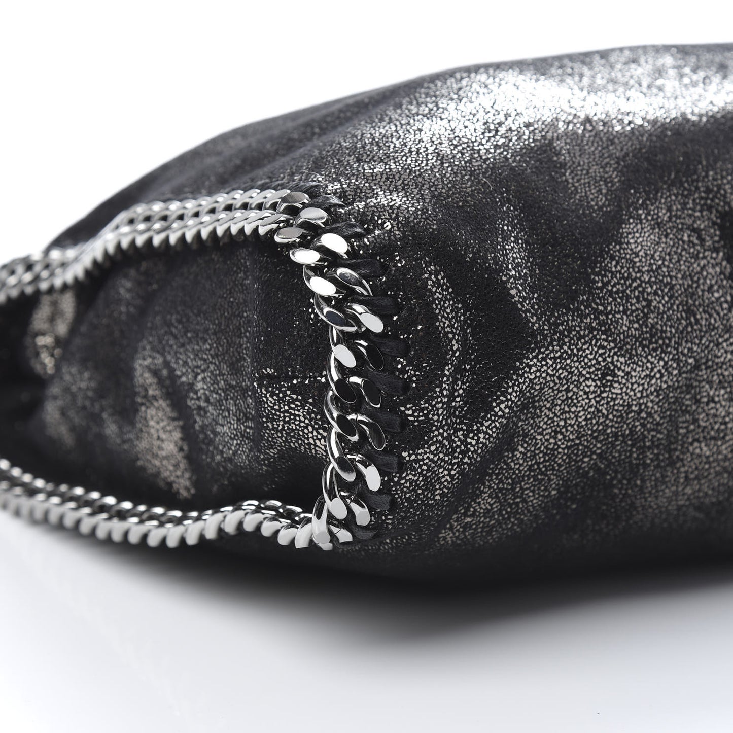 Chamois Shiny Dotted Falabella Fold Over Tote Ruthenium