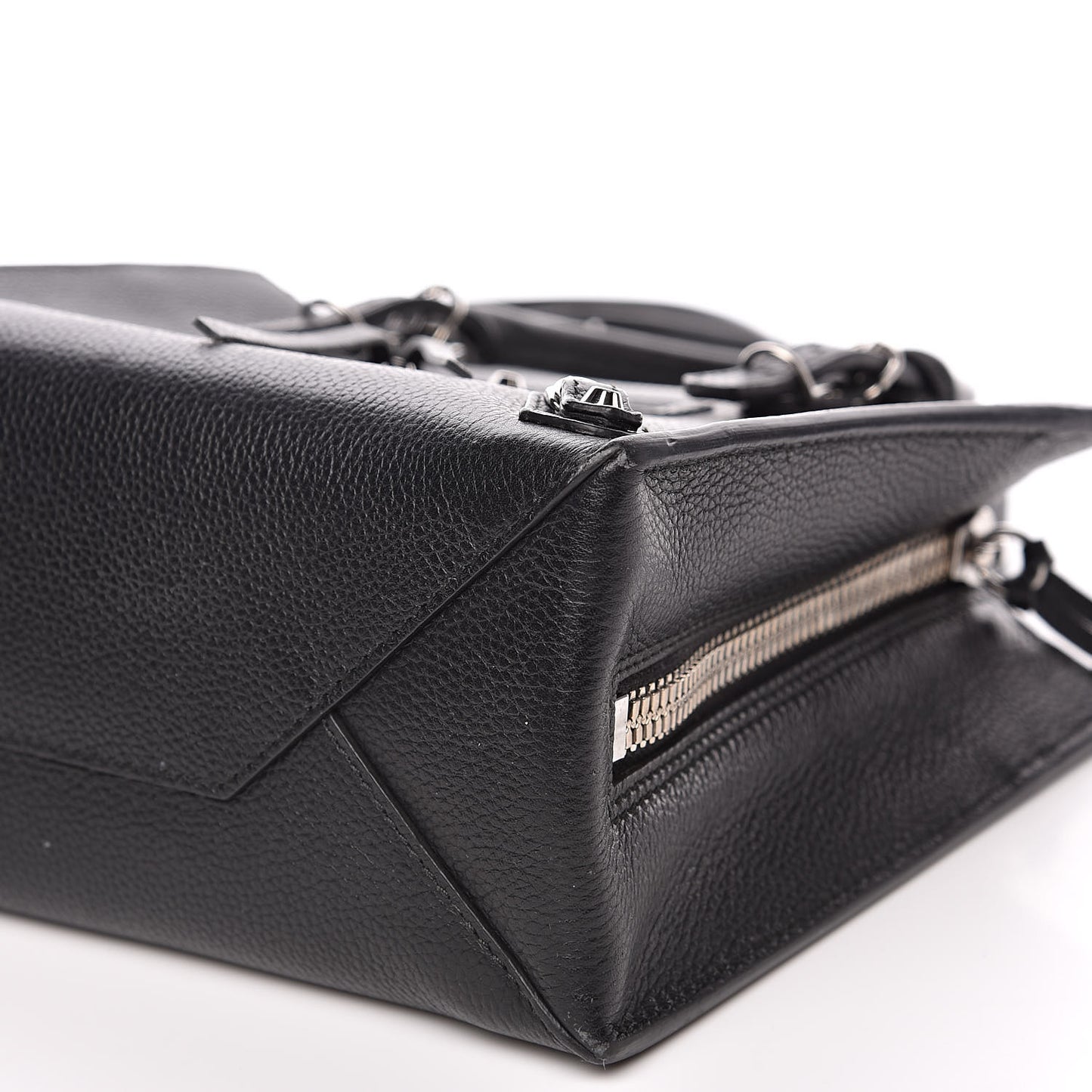 Grained Calfskin Papier Mini A4 Zip Around Tote Black