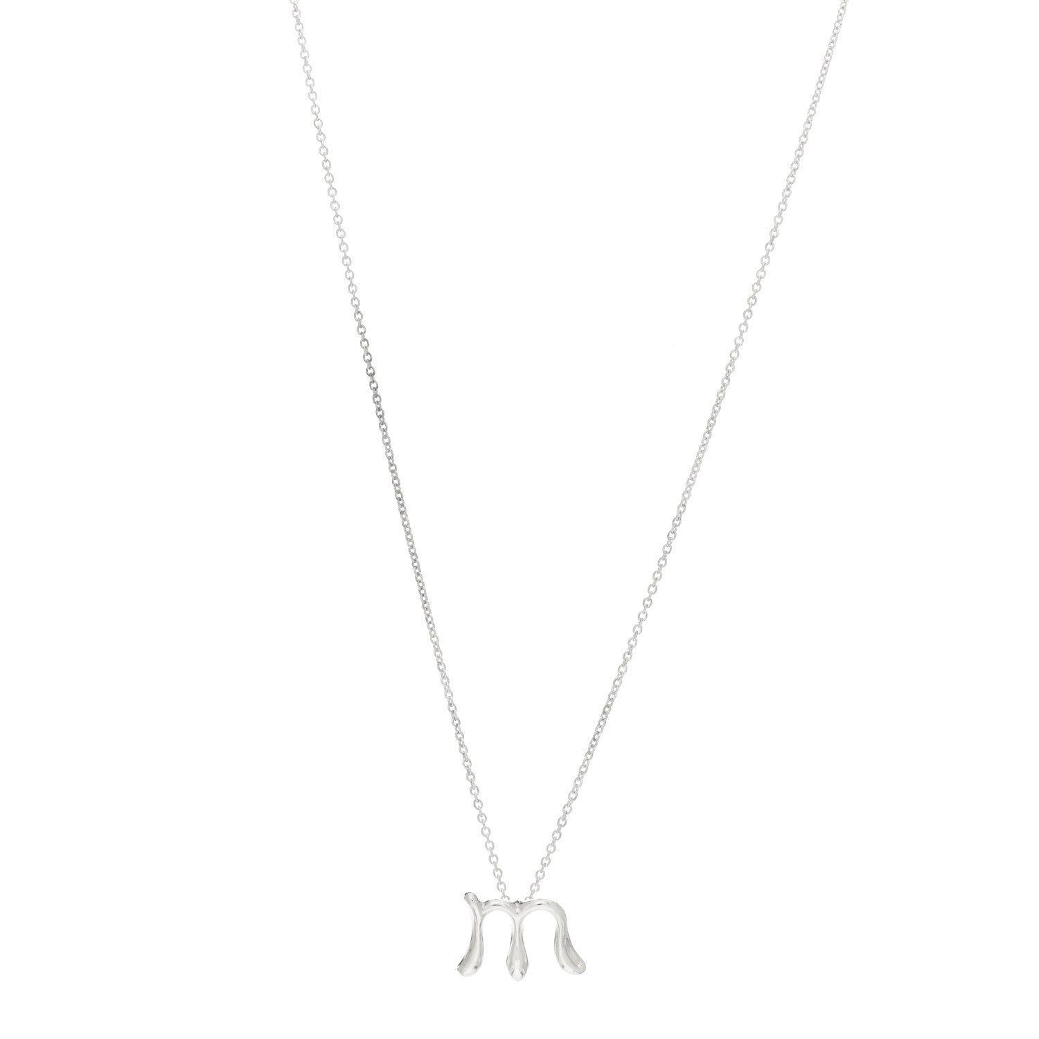 Tiffany Sterling Silver Elsa Peretti Letter M Pendant Necklace 1 of 5