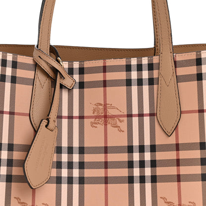 Burberry Grainy Calfskin Haymarket Check Medium Reversible Tote Camel 13 of 20
