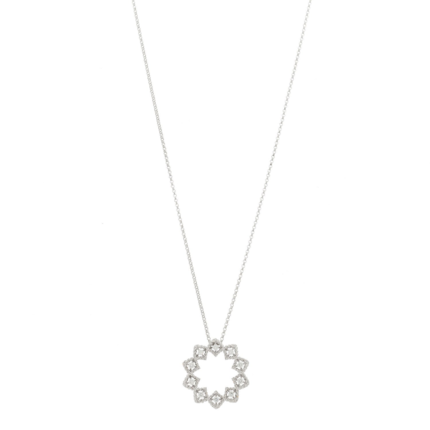 Roberto Coin 18K White Gold Diamond Barocco Pendant Necklace 1 of 5