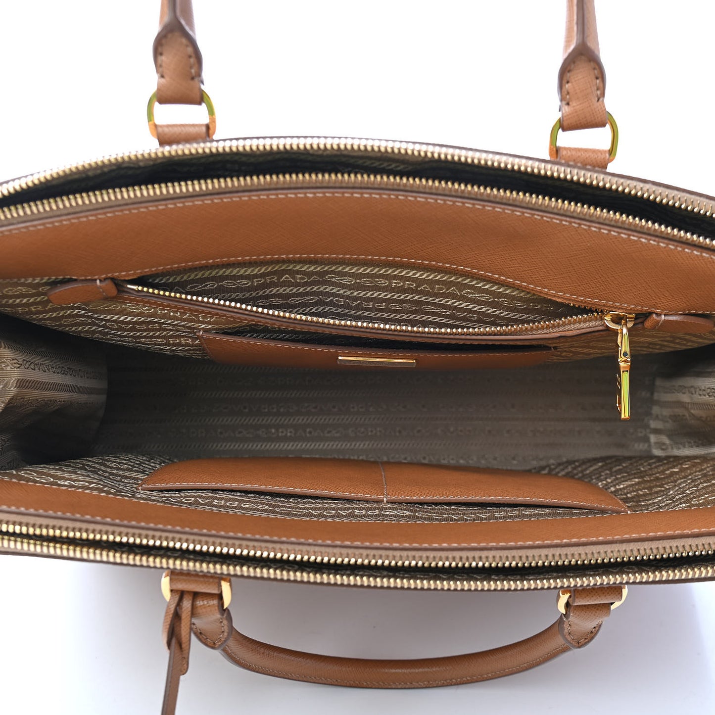Saffiano Lux Extra Large Galleria Double Zip Tote Caramel