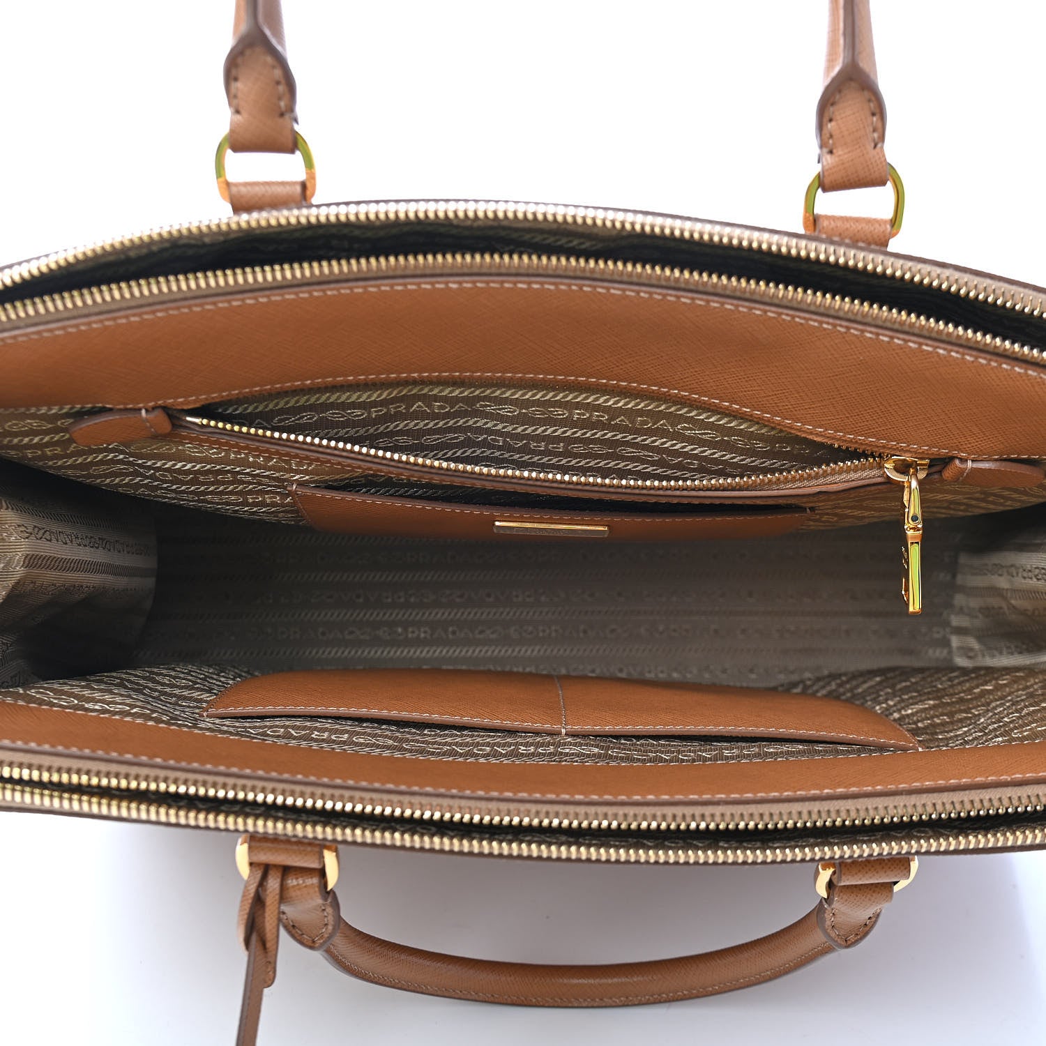 Prada Saffiano Lux Extra Large Galleria Double Zip Tote Caramel 4 of 8
