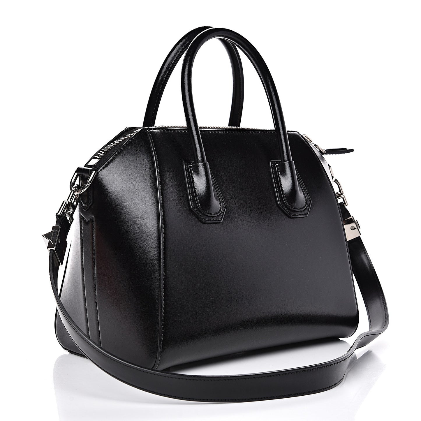 Shiny Lord Calfskin Small Antigona Black