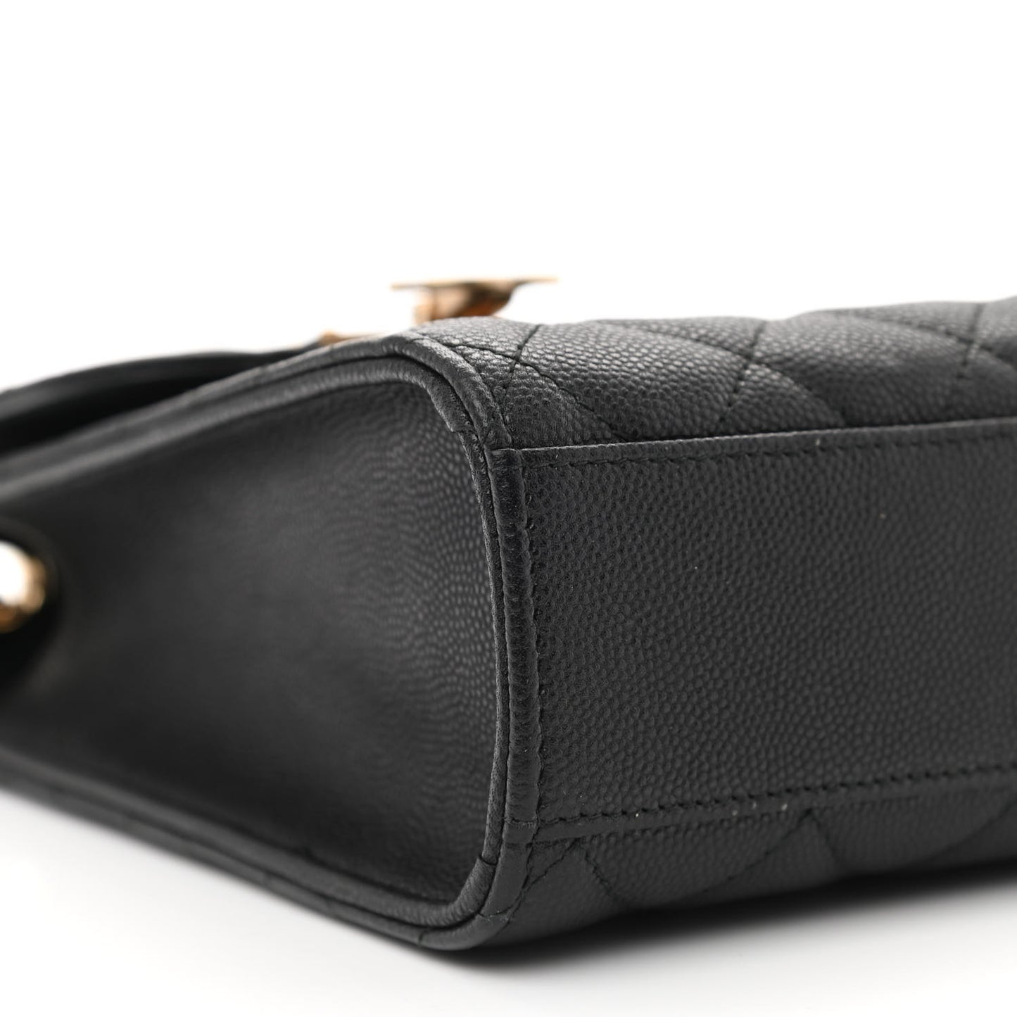 Caviar Quilted Golden Class Phone Holder Black