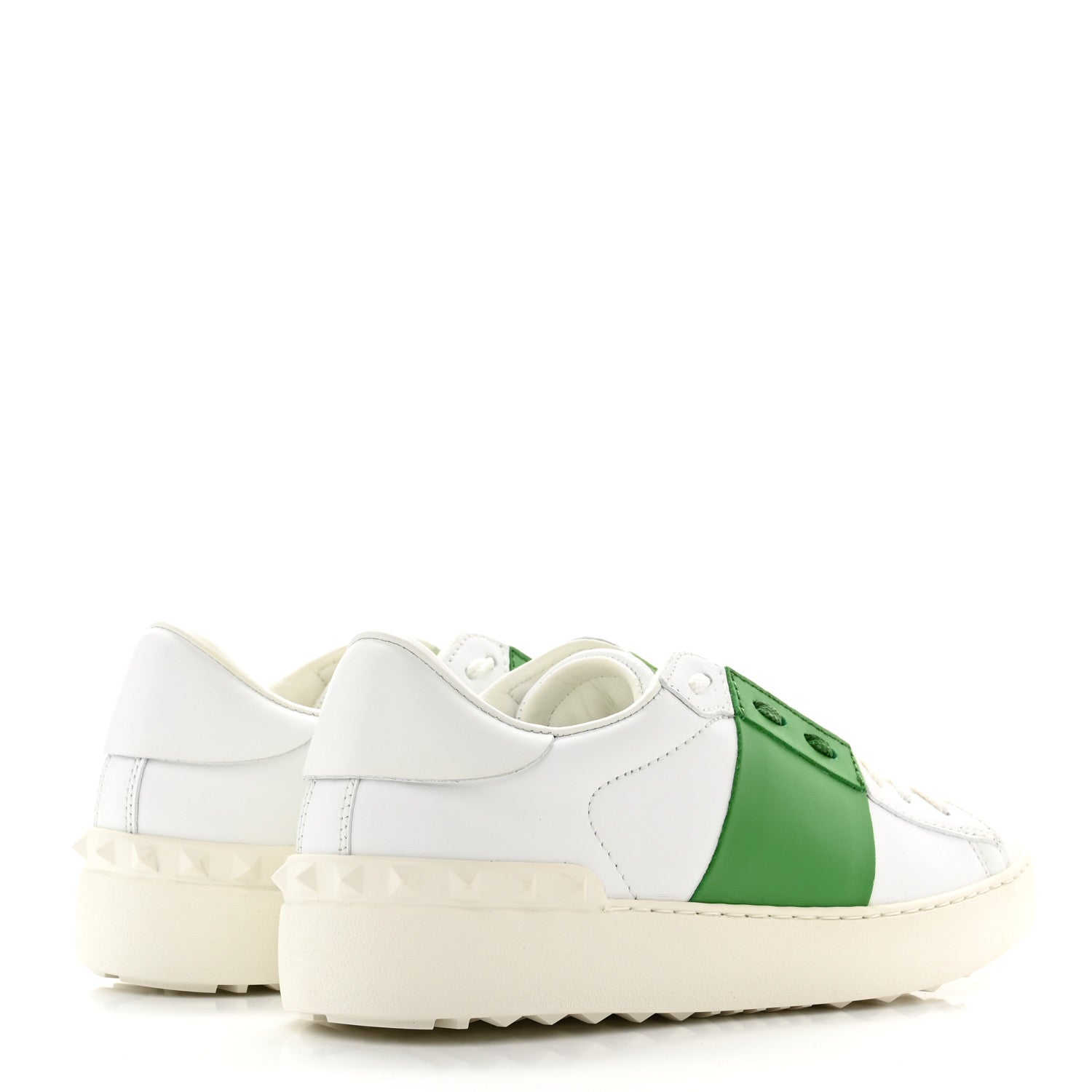 Valentino Garavani Calfskin Rockstud Untitled Open Sneakers 38.5 White Green 4 of 11