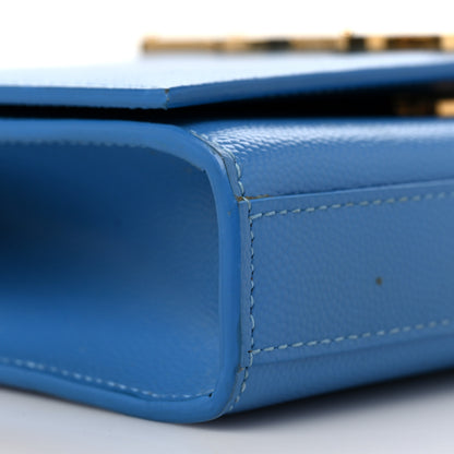Saint Laurent Grain De Poudre Small Classic Monogram Kate Satchel Blue Clair 6 of 7