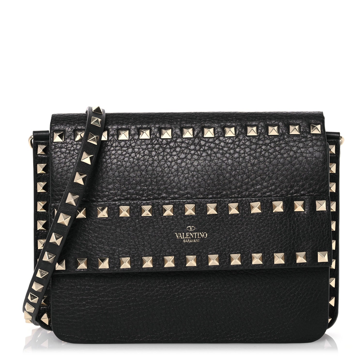 Valentino Garavani Vitello Rockstud Side Slip Crossbody Black 1 of 14