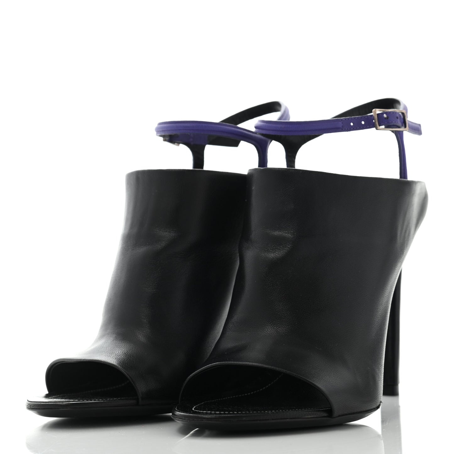 Lambskin Open Toe Glove Sandal 37.5 Black Purple