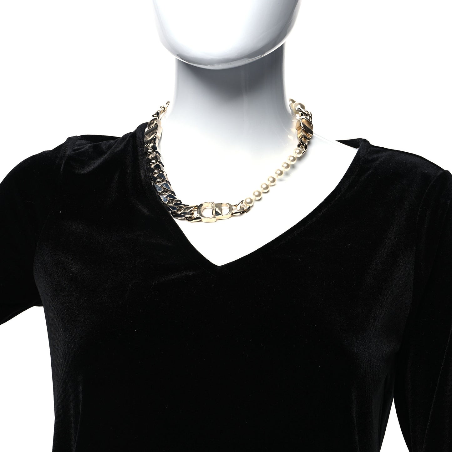 Metal Pearl Danseuse Etoile Chain Choker Necklace Gold Silver