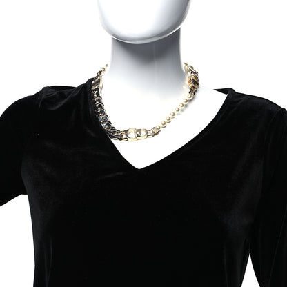 Christian Dior Metal Pearl Danseuse Etoile Chain Choker Necklace Gold Silver 2 of 5