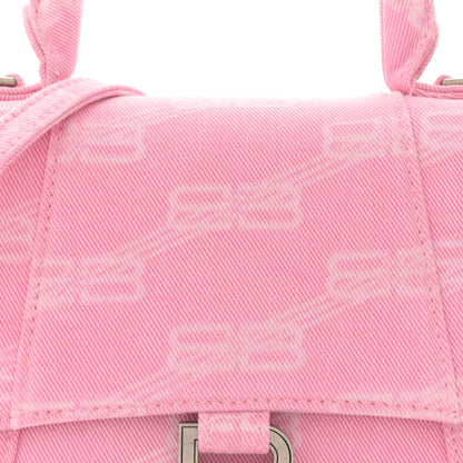 Balenciaga Washed Denim BB Monogram Hourglass Top Handle Bag Small Pink 8 of 15