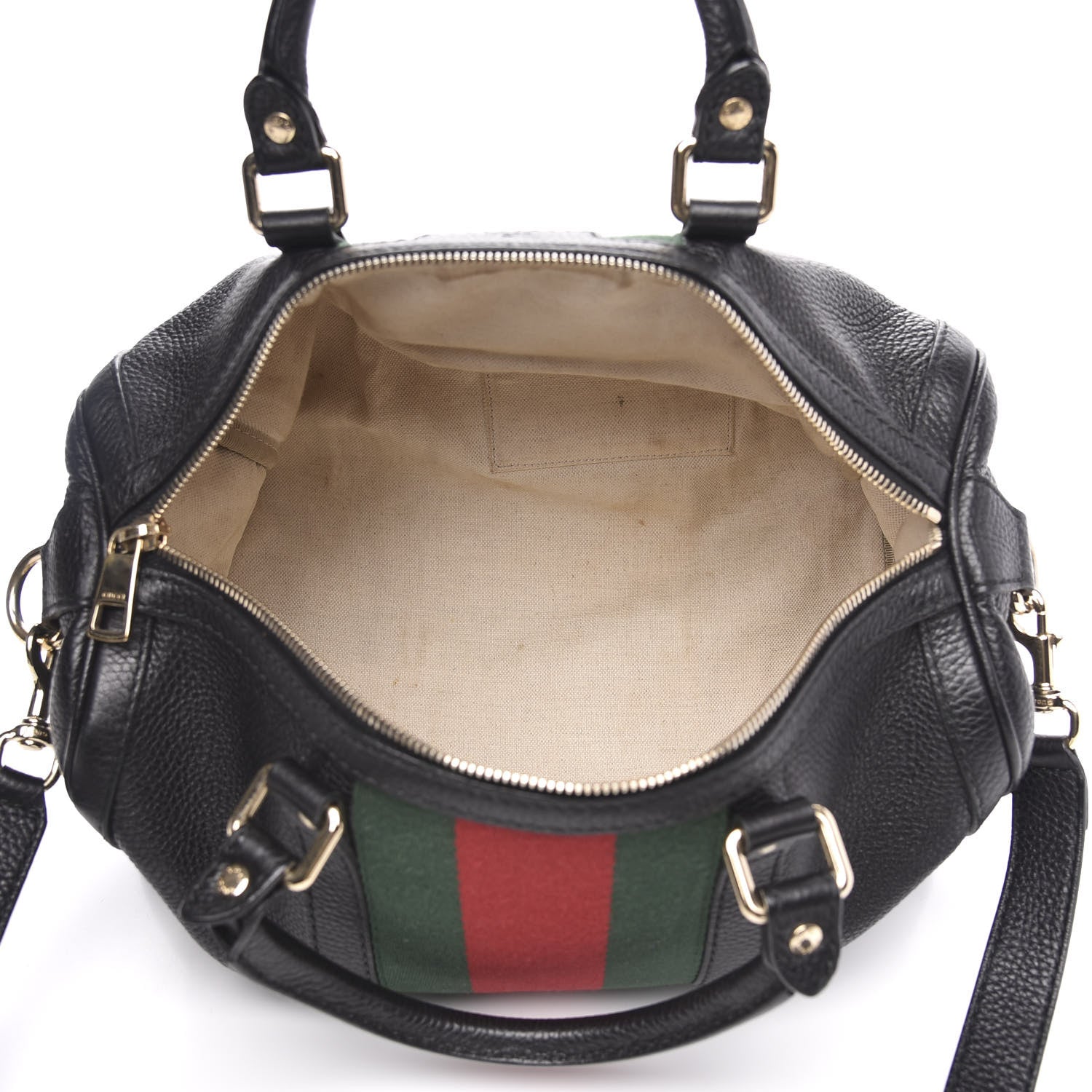 Gucci Calfskin Vintage Web Medium Boston Black 5 of 13