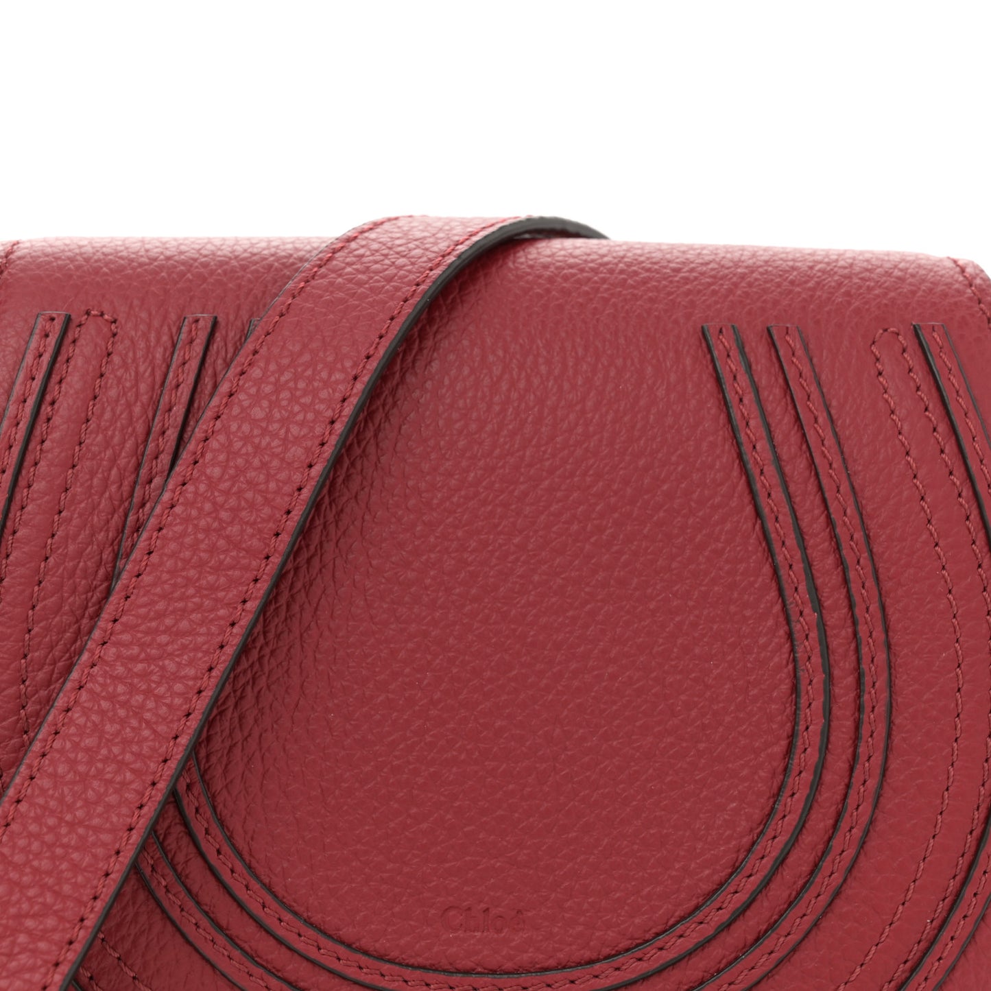 Grained Calfskin Small Marcie Saddle Bag Red