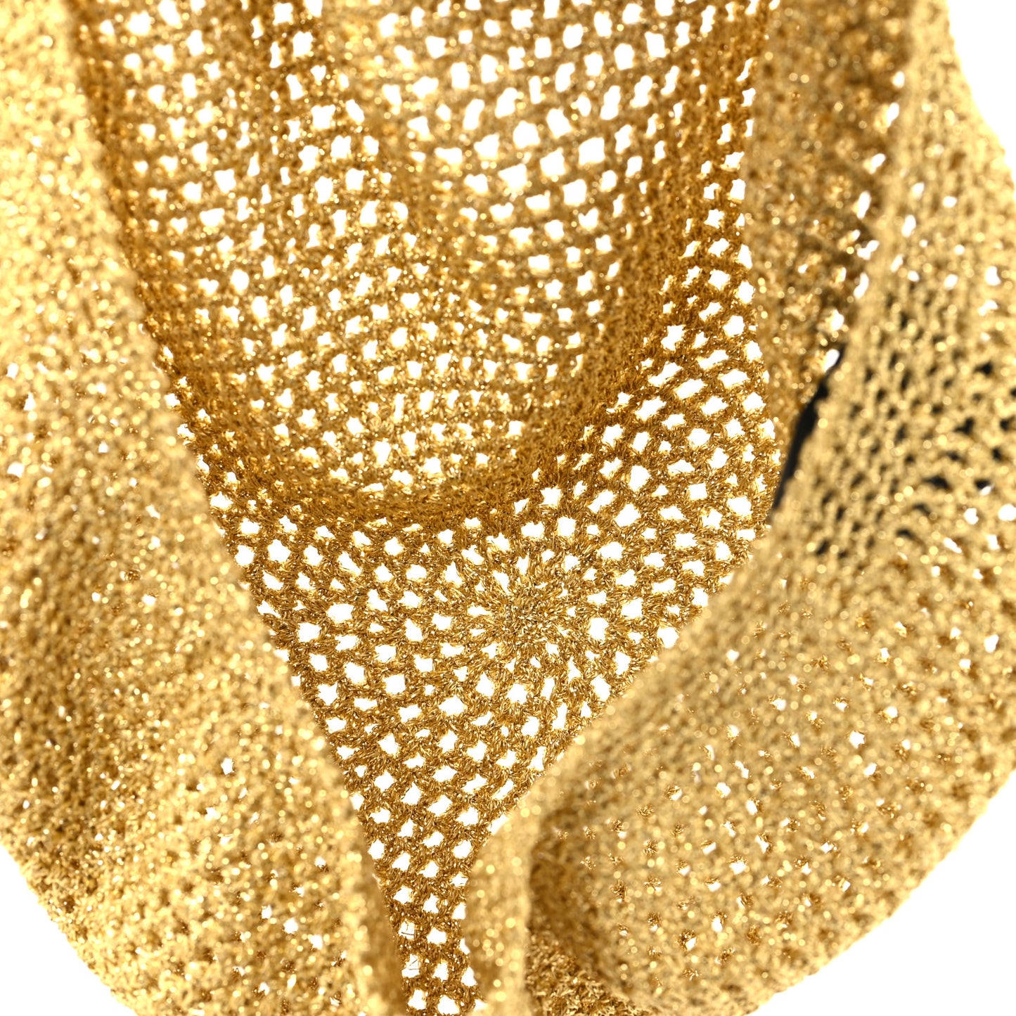 Metallic Crochet Knit Thelma Beret Hat Gold