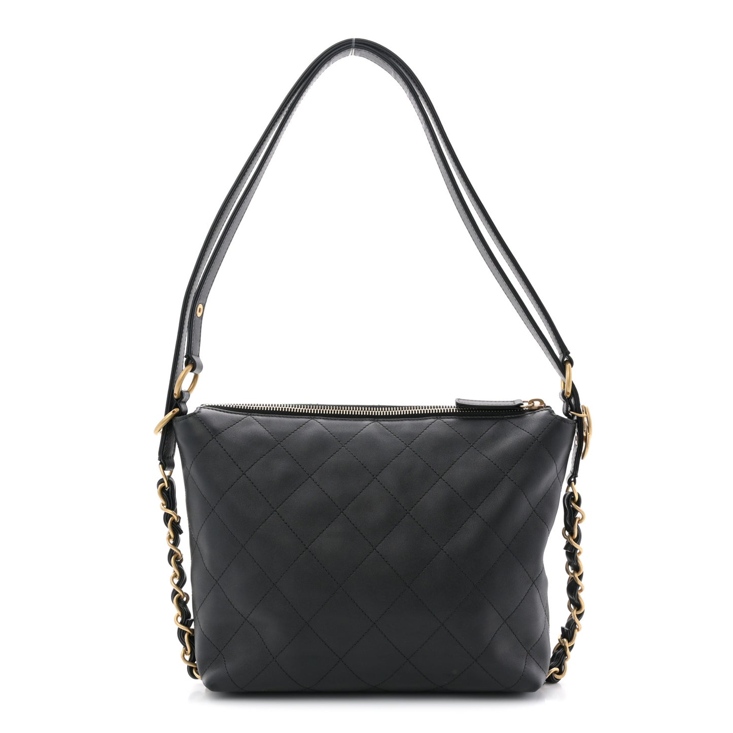 Calfskin Quilted Convertible CC Chain Hobo Black