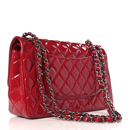 Chanel Patent Quilted Jumbo Double Flap Red 3 of 9