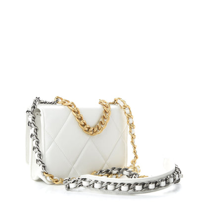 Chanel Shiny Goatskin Quilted 19 Wallet On Chain WOC White 3 of 10