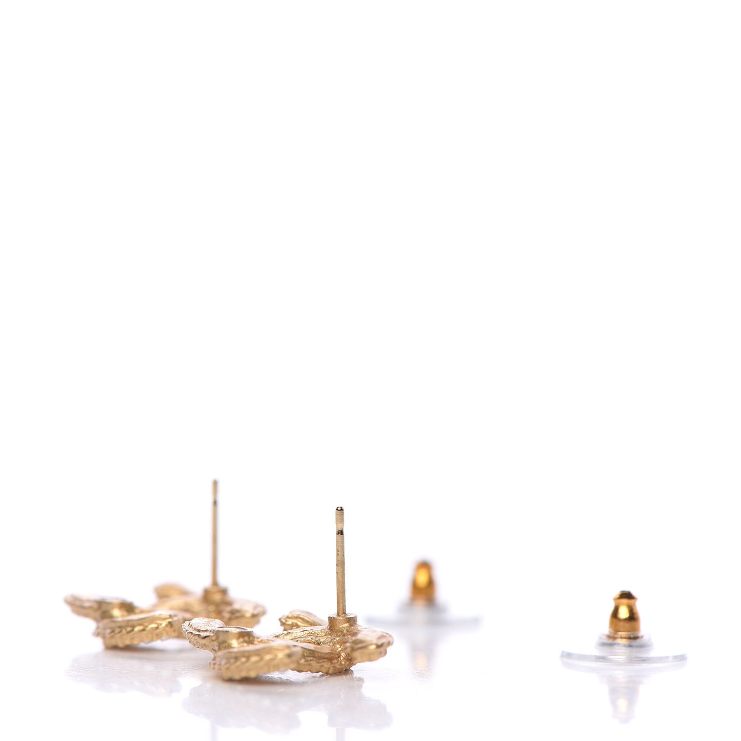 Crystal Textured CC Earrings Gold