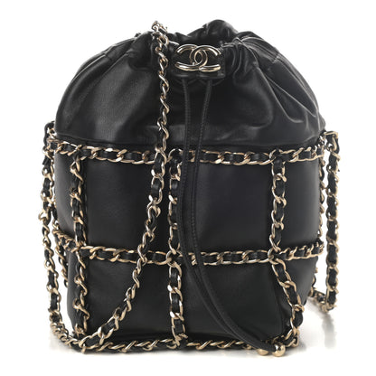 Chanel Lambskin Bucket Chain Drawstring Bag Black 1 of 10