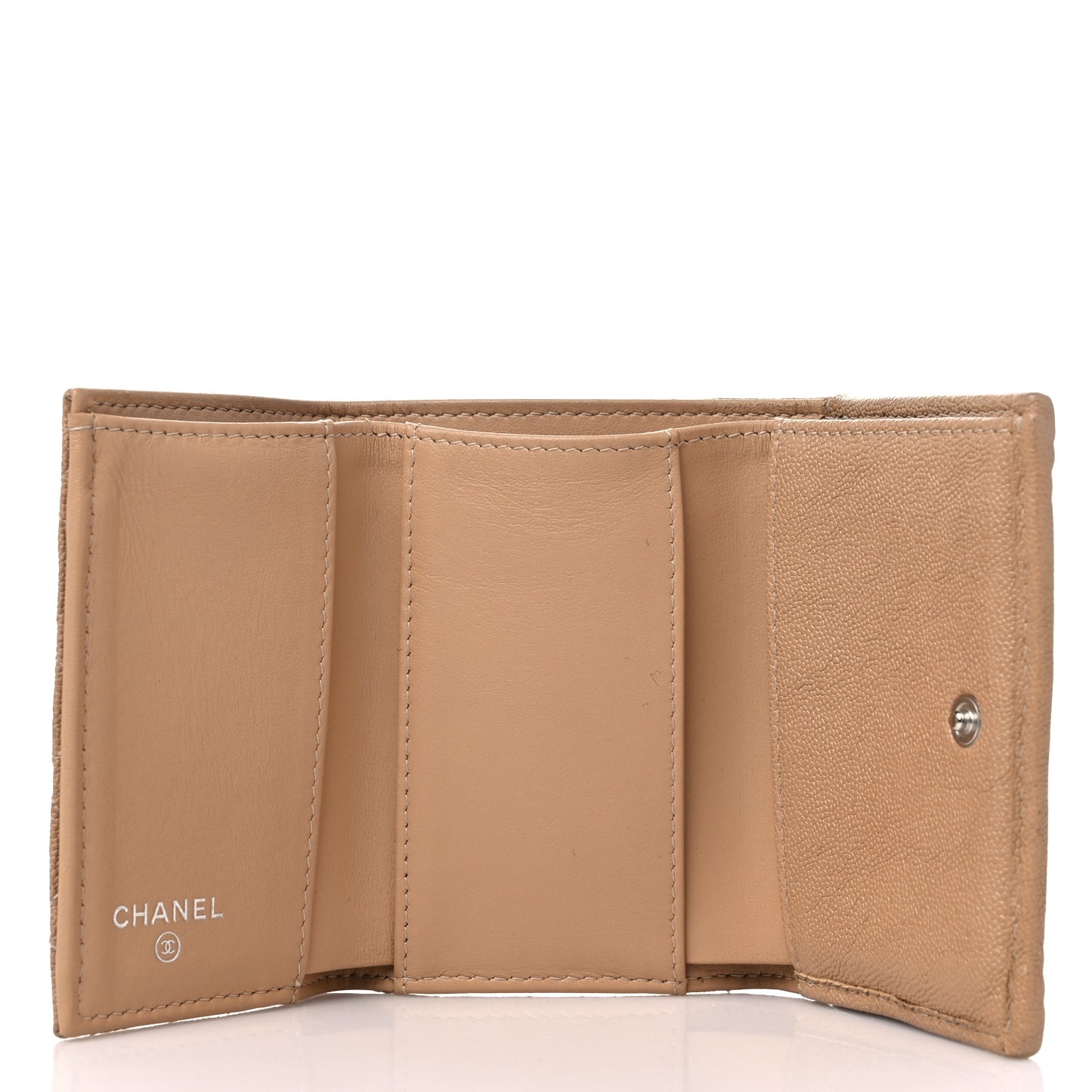 Caviar Quilted Small Boy Flap Wallet Beige