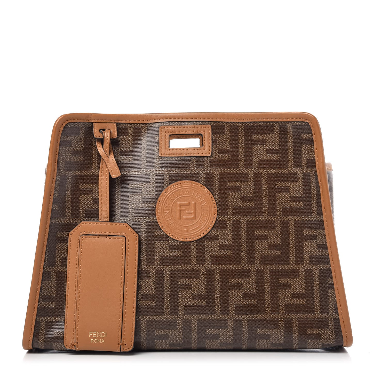 Glazed Fabric Vitello Century FF 1974 Stamp Patch Mini Peekaboo Defender Cover Mogano Panna Caramello